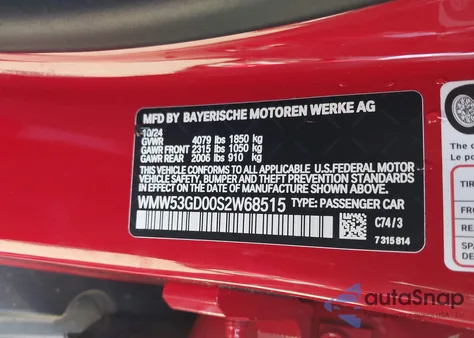 2025 Mini Hardtop Cooper S from USA, damaged, VIN WMW53GD00S2W68515